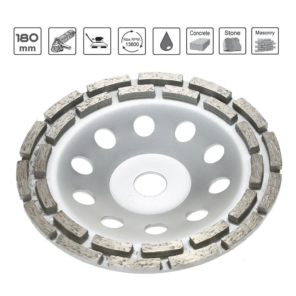 180 мм 7 "Diamond 2 Ряд сегмента шлифовального круга шлифовальный диск Jil sander Точильщик чашки абразивные инструменты 22 мм отверстие для бетона