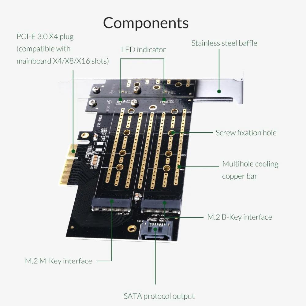 ORICO M.2 NVME к PCI-E 3,0X4 Плата расширения для ноутбука Поддержка Windows XP/7/8/Vista