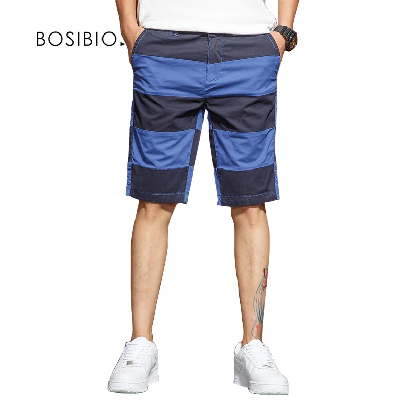 BOSIBIO весна осень мужские хлопковые шорты модные мужские повседневные свободные шорты до колена шорты мужские высокого качества G3577