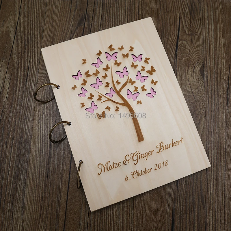 

Butterfly tree Wedding Guest Book,custom Wedding Photo Album Wooden Guestbooks Rustic wedding gift