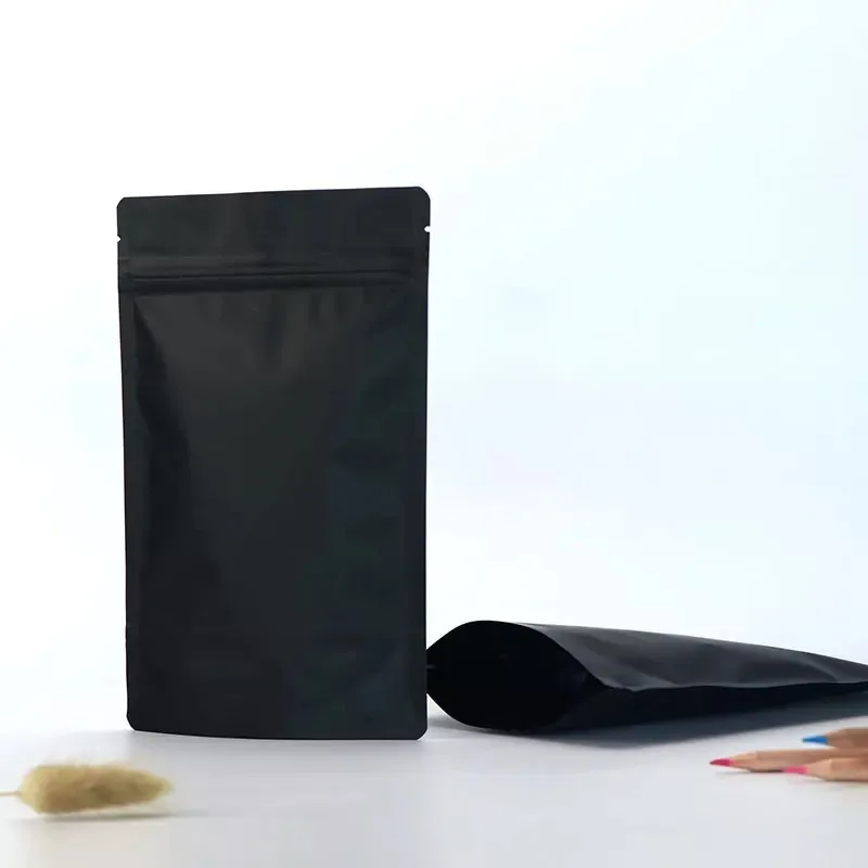 Download 100 Pcs Matte Black Stand Up Aluminum Foil Zipper Zip Lock ...