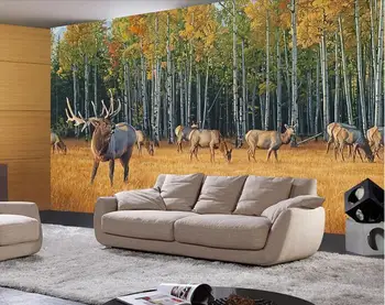 

3d room wallpaper custom mural non-woven wall sticker woods herd oil painting scenery setting wall photo wallpaper for walls 3d