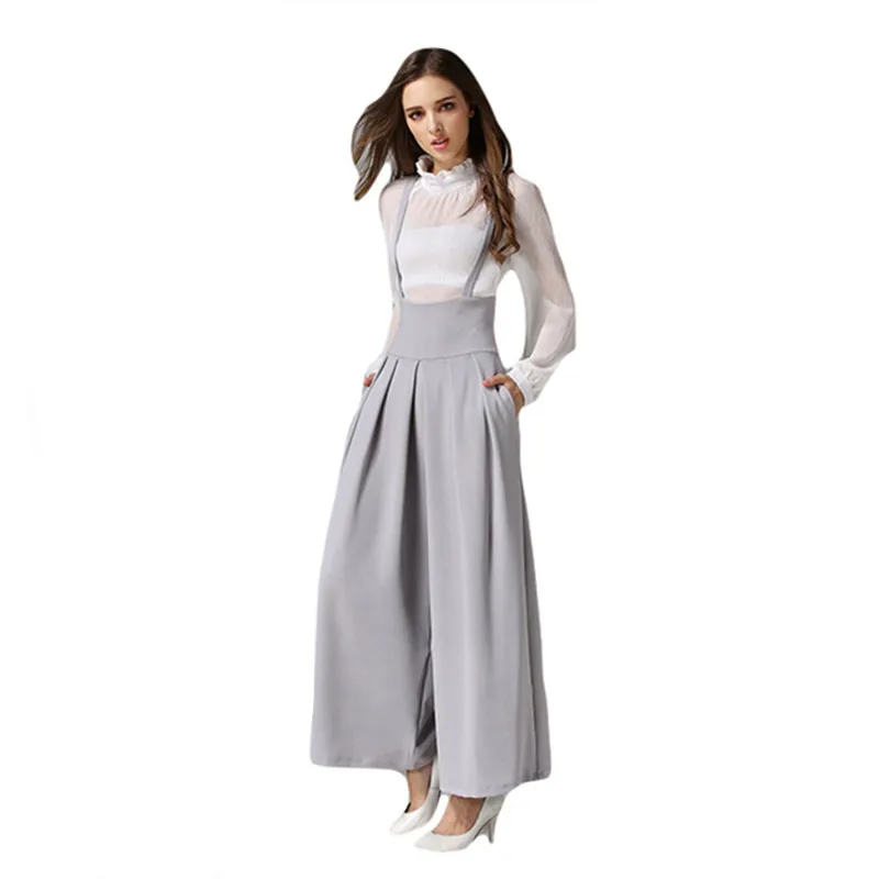 

Clobee Women Wide Leg Pants With Strap 2017 Summer Ankle-Length Loose Pants Female High Waist Ladies Pant Boho Pantalones Mujer