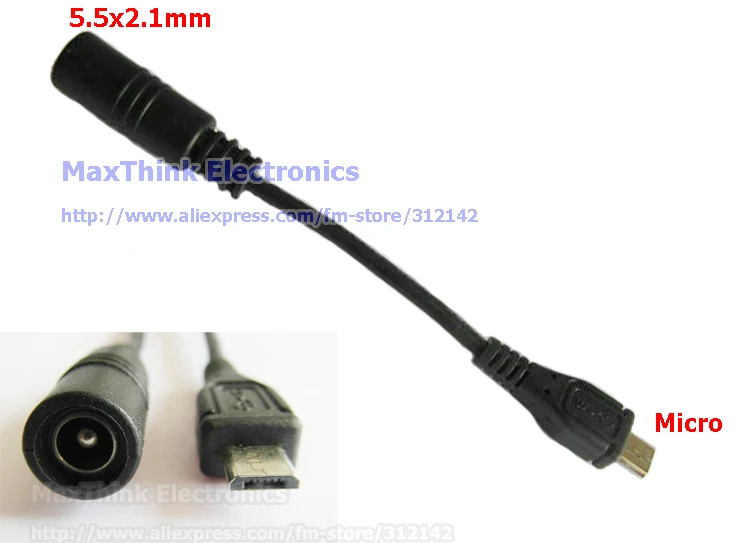 

DC Power Supply plug Adapter Female 5.5x2.1mm To Micro USB 5 Pin Charging Cable ,50pcs , Free shipping