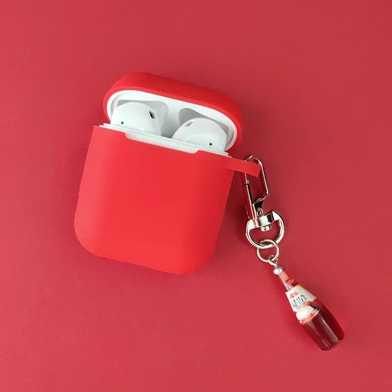 Простой яркий красный Силиконовый чехол для Apple Airpods аксессуары сумка наушников