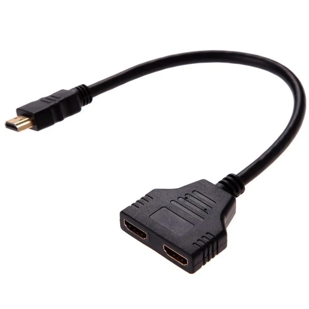 Двойной HDMI мужчин и женщин адаптер кабель подключения 30 см (черный)