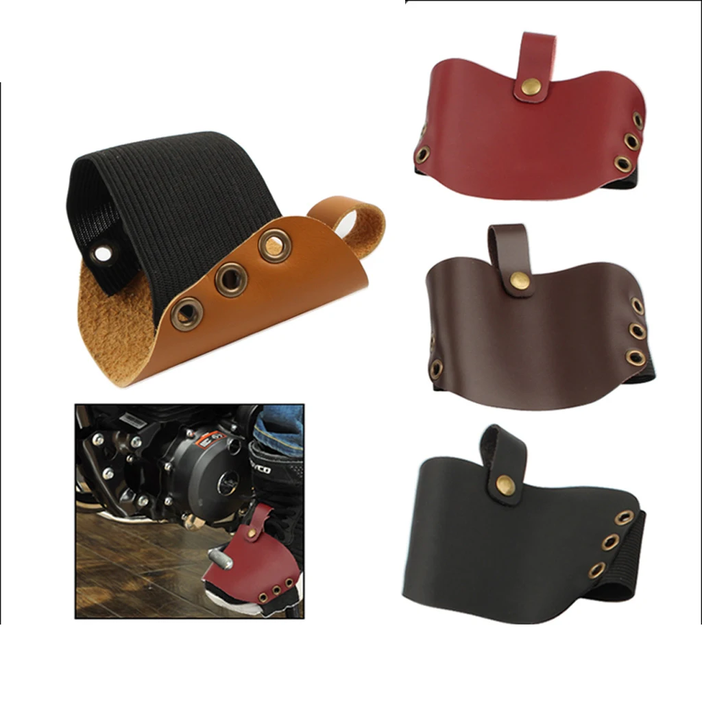 Genuine Leather Motorcycle Gear Shifter Shoes Boots Protection Cover Shift Adjustable Pad Motorcycle Gear Shift Pad