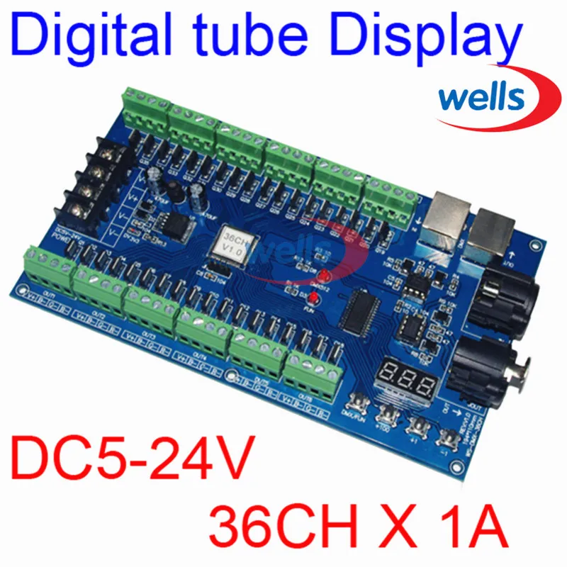 36CH DMX512 LED Controller Decoder 36channel 12 Groups Total Output 36A ;XLR 3P Control For DC 5V 12V 24V LED strip tm626 channel timer switch two groups output separate control 7 days weekly programmable timer 35mm din rail installation