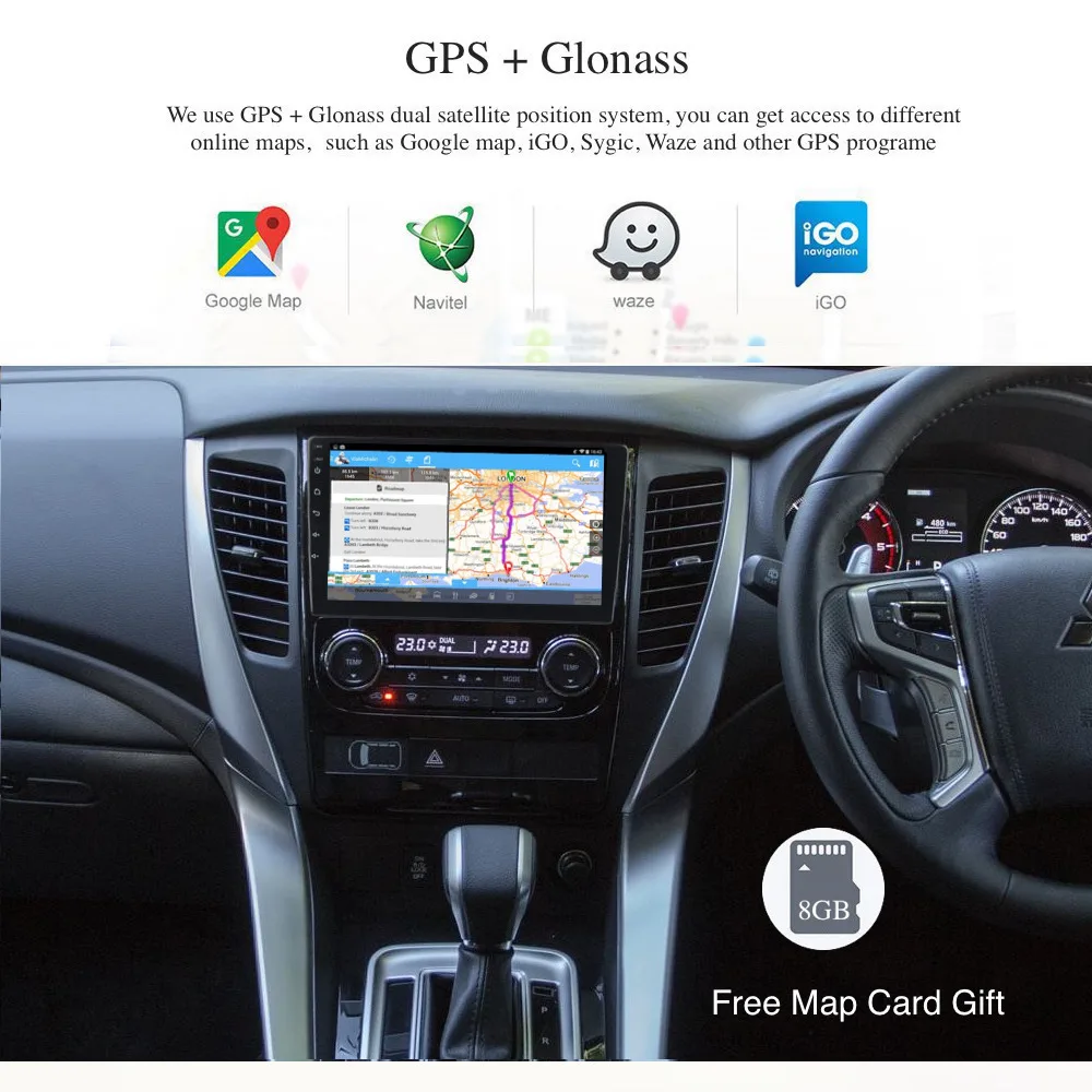 Discount Android 9.0 Car Radio 2 Din GPS Navi for Mitsubishi Pajero Sport 3 2017 2018 PX6 RK3399 DSP IPS Screen 4Gb+64Gb 6-Core RDS WIFI 1