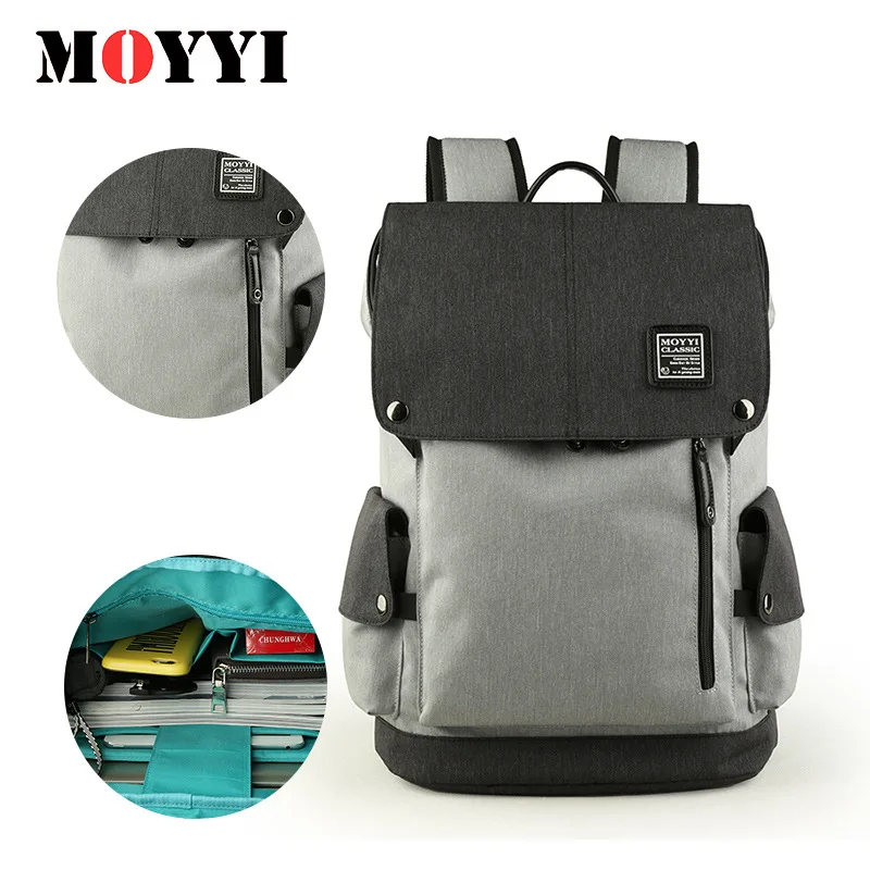 

Moyyi Men's Nylon Backpack, Gray Casual Backpack, 15-inch Laptop Backpacks, Student Backpack, Backpack for Women