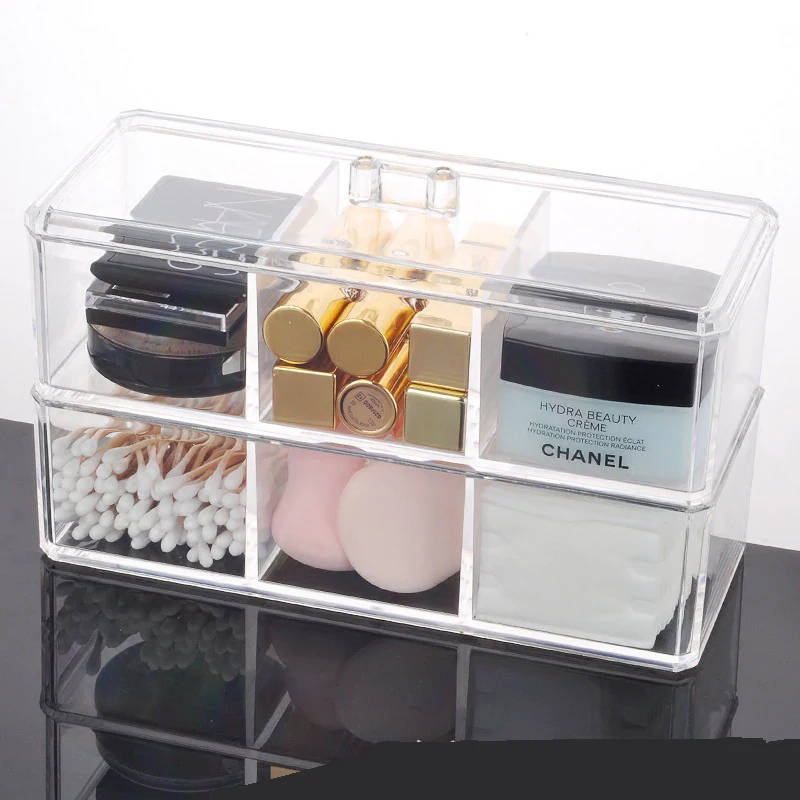 Portable Transparent Makeup Organizer Storage Box Acrylic Make Up