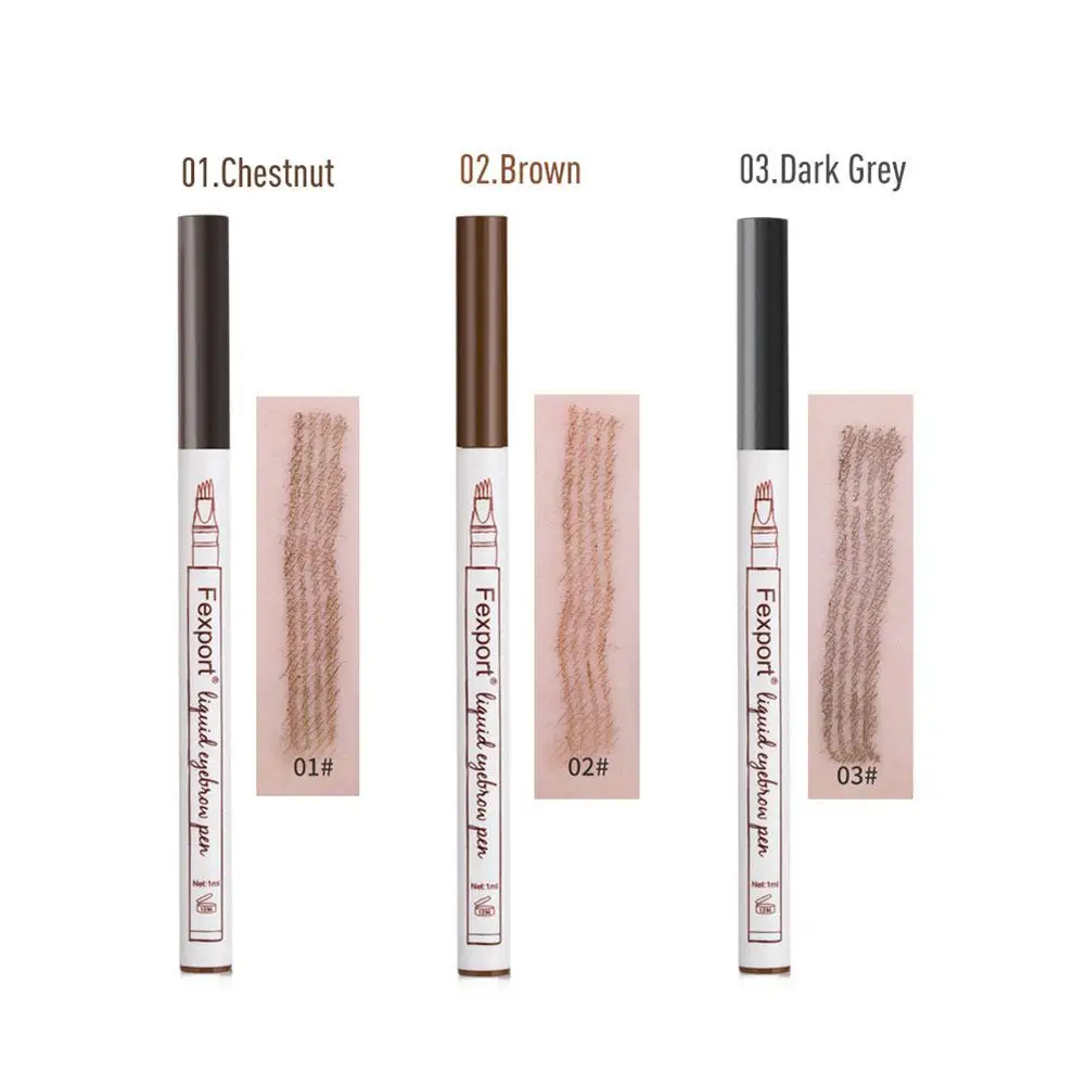 4 Fork Tip Head Eyebrow Pencil Waterproof Natural Long-lasting Non Staining Brows Pen