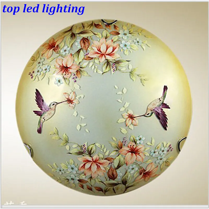 

Vintage Creative Hand Painted Glass Led e27*2 Ceiling Light for Aisle Bedroom Living Room Dia 30/40/50cm AC 80-265V 1142