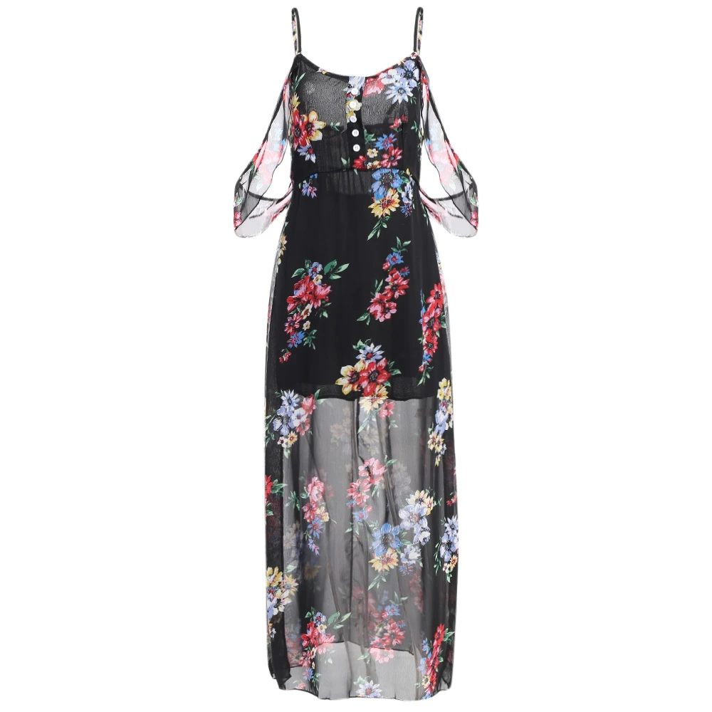 vestido florido transparente
