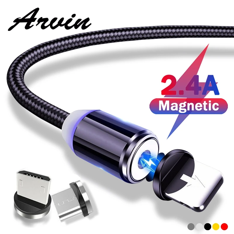 Arvin كابل مغناطيسي المصغّر usb نوع C شاحن سريع شحن ل فون XS X XR 8 7 سامسونج S8 المغناطيس الروبوت الهاتف وصلة كابل 1 m