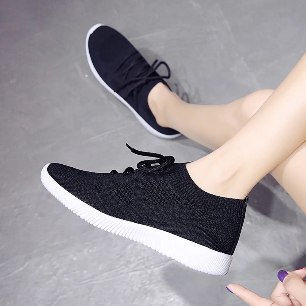 Женская уличная спортивная обувь из сетчатого материала со шнуровкой дышащие Туфли-кроссовки удобная повседневная обувь