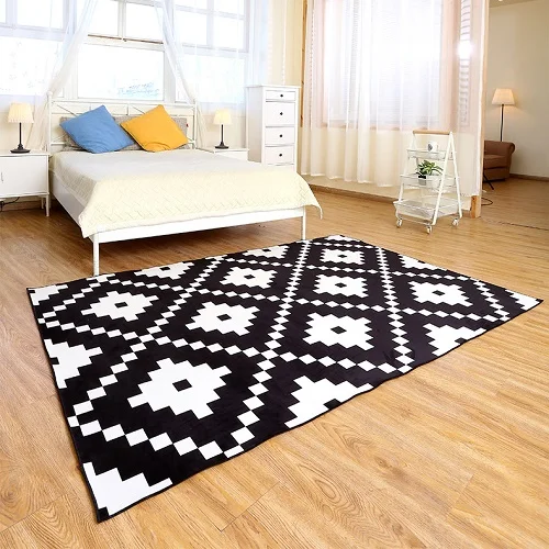 

2018 New Black White 3D Printing Hallway Carpets, Bedroom Living Room Tea Table Rugs, Kitchen Bathroom Antiskid Mats 80cm*120cm