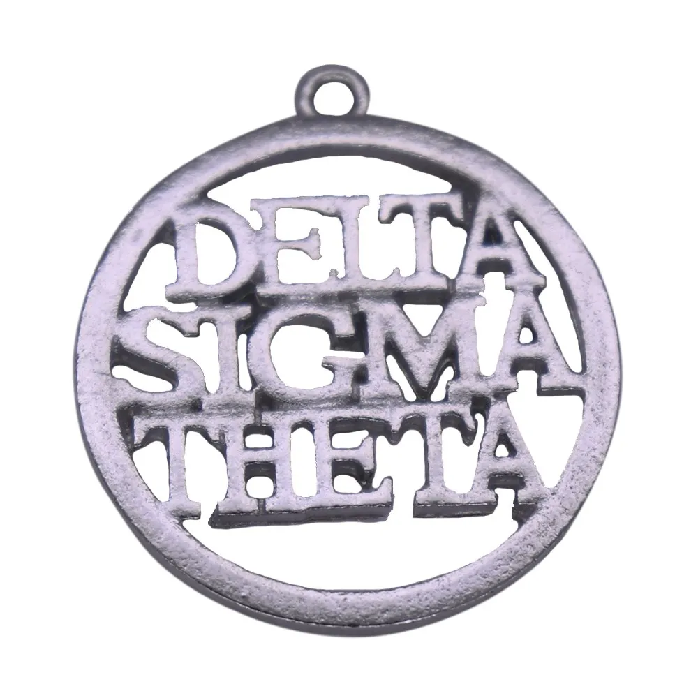 

DOUBLE NOSE Metal Greek Letters DST Label Sign Delta Sigma Theta Pendant Charm In Round Shape Sorority Jewelry New Fashion