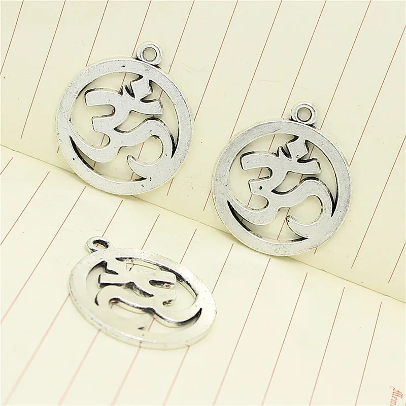 Sweet Bell 20 pcs 25*29mm Antique alloy round OM/OHM/3D Sign charms Pendant Diy Jewelry Findings Accessories D1044 | Украшения и
