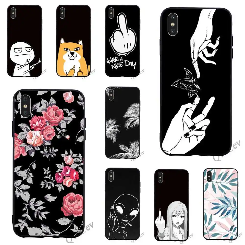 

Fashion Cartoon Middle Finger Phone Cover for iPhone 8 Plus Case 6 6S XR Xs Max 11 pro X 7 5S 5 SE Backshell
