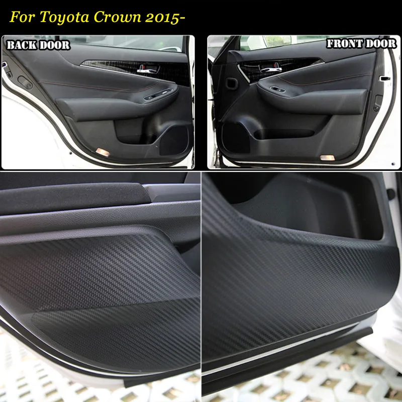 

4pcs New Interior Carbon Fiber Doors Side Edge Anti-kick Protection Pad Sticker For Toyota Crown 2015