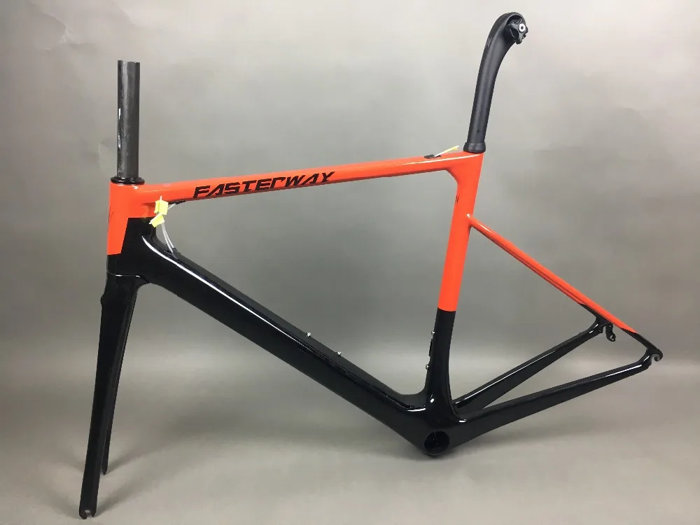 Sale white red with black  FASTERWAY classic carbon road frameset UD weave carbon bike frame:Frameset+Seatpost+Fork+Clamp+Headset 206