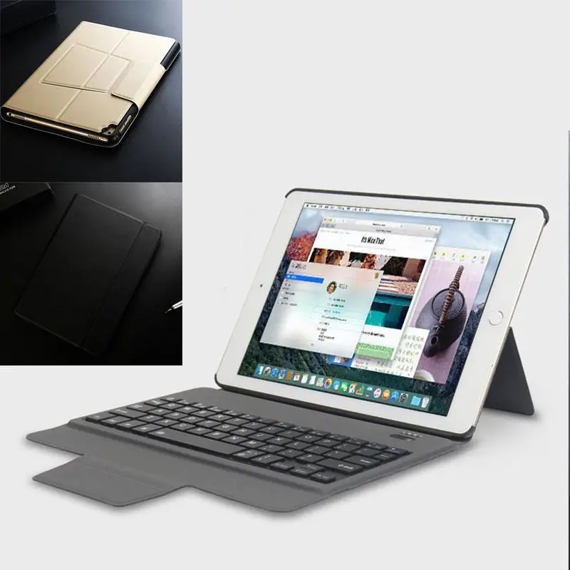 

Back Stand Holder Slim Leather Cover with Bluetooth Keyboard USB Cable Charger For iPad Pro 9.7" inch