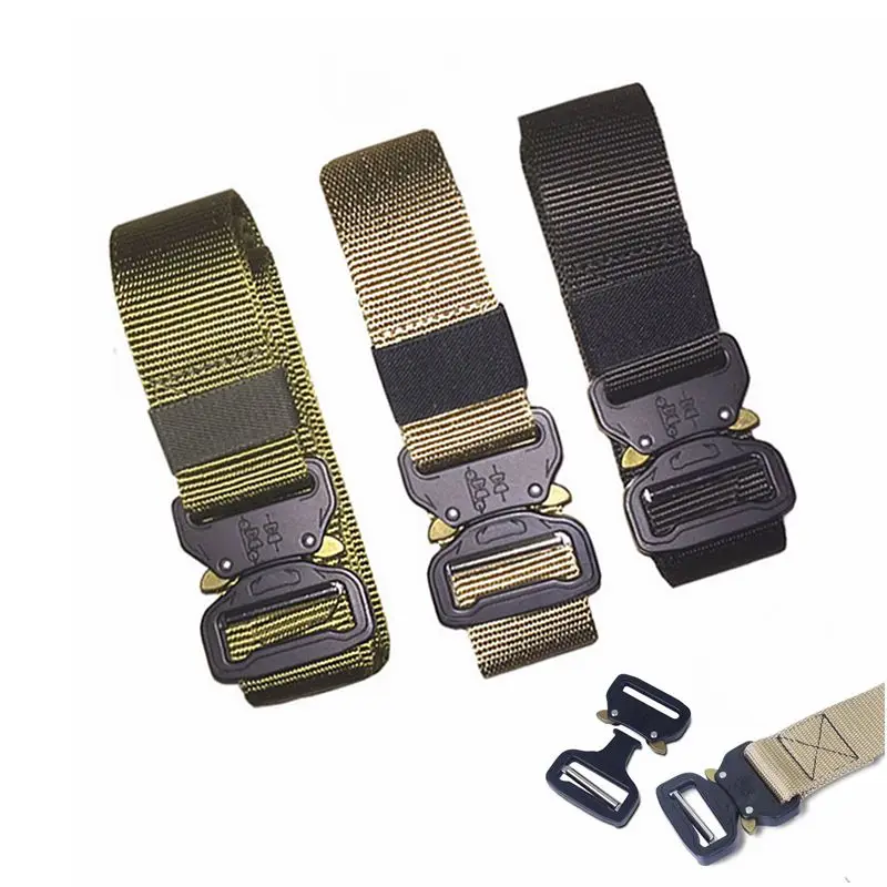 

125cm Nylon Outdoor Heavy Duty Waist Strap Military Tactical Belt Quick-Release Metal Buckle Hunting Belts Accessory Waistband