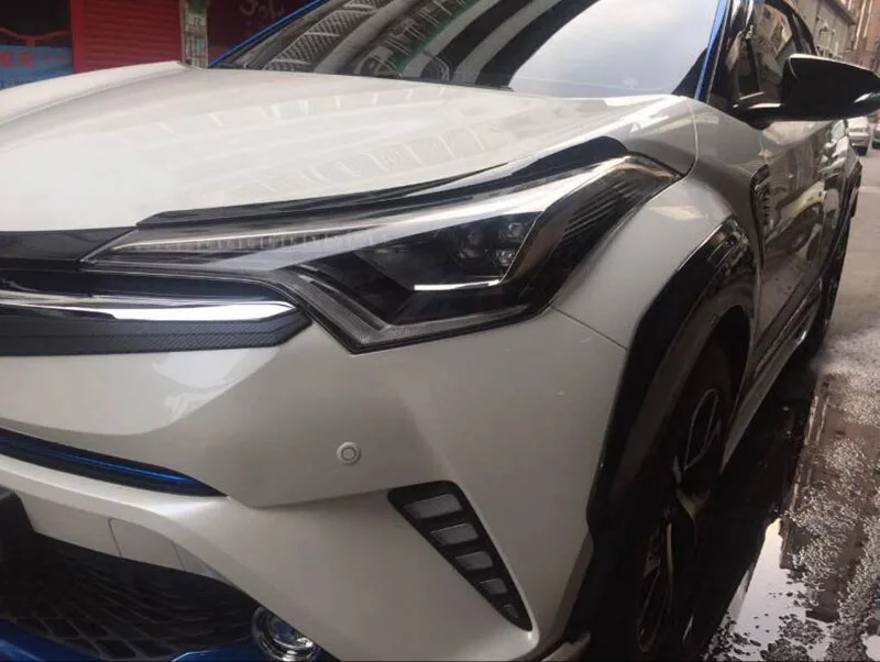 Для TOYOTA CHR C-HR углеродное волокно Стиль передняя фара автомобиля Накладка для фары отделка Авто внешние аксессуары