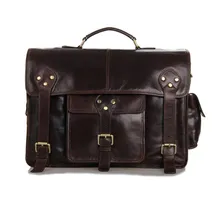 High Quality 100% Real First Layer Genuine Leather Breifcase for Men Travel Bags Business Portfolios Shoulder Bags #VP-J7200