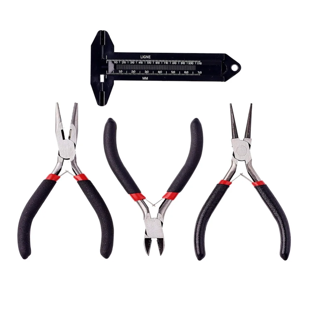 

Pandahall 1set DIY Jewelry Tool Sets Pliers and Vernier Callipers Black Iron Findings Suitable for leather 110~125x55~75mm