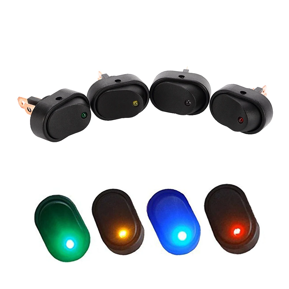 

1Pcs LED Dot Light Rocker Switch 12V Car Auto Boat Marine ON/OFF Toggle SPST Switch with Green Indicator
