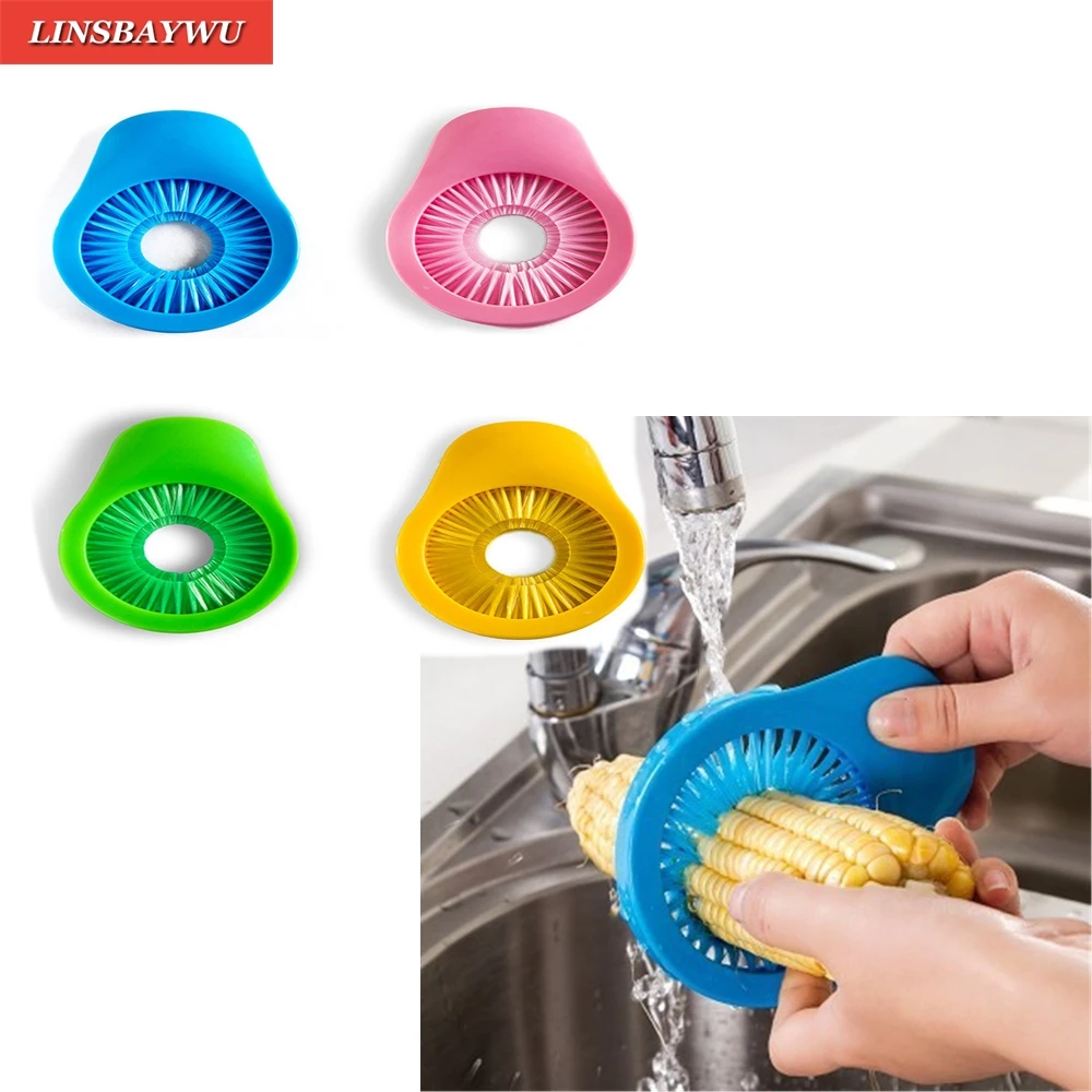 4 Colors Soft Plastic Portable Corn Brush Carrot Cleaner Fruit