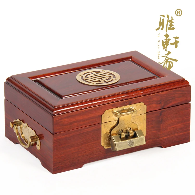 

Rosewood jewelry box of African pear wood wood wedding treasure box small box with copper lock