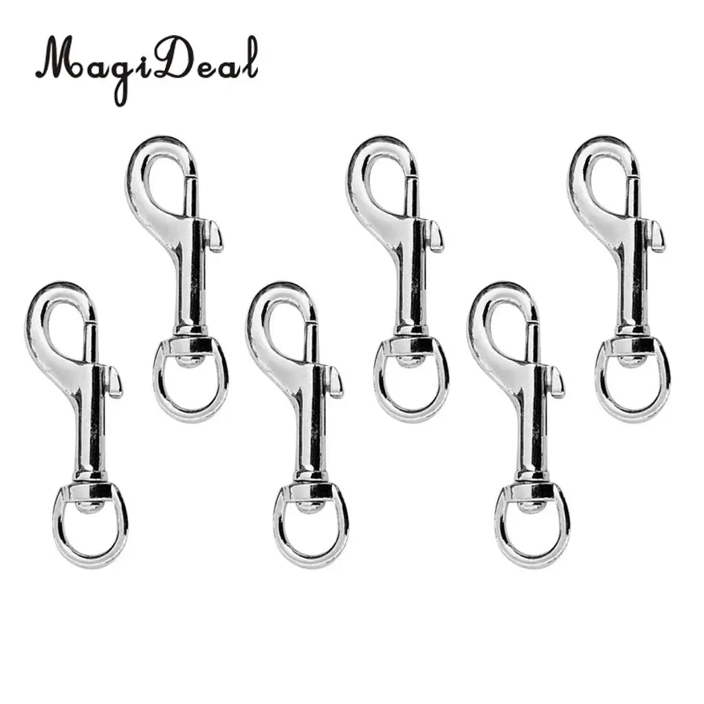 MagiDeal Heavy Duty 6Pcs/Lot 78mm Swivel Clip Snap Hook Tools for Keychains Dog Lead Leather Marine Industry Supply Gold/Silver