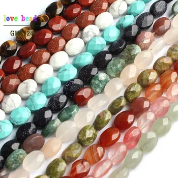 

6*8mm Natural Stone Beads Faceted Oval Shape Loose Beads for Jewelry Making DIY Bracelet 20cm Strand