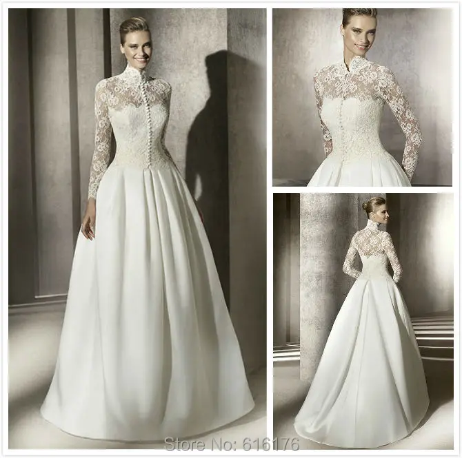 lace turtleneck wedding dress