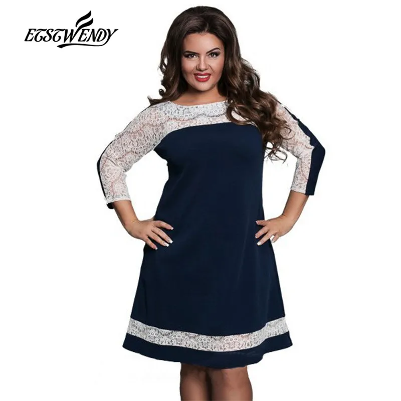 Najtaniej Duży rozmiar elegancja koronkowa sukienka nowy L 6XL duży rozmiar 2019 wiosna lato sukienka sukienki A line Plus rozmiar kobiety odzież Vestidos
