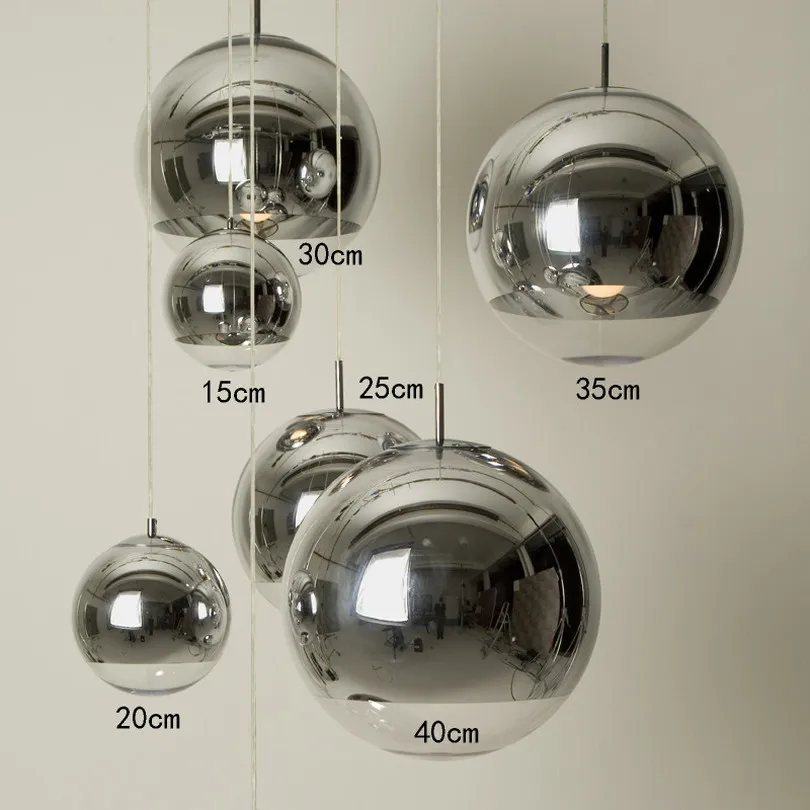 Preise Moderne Kunst Gold Hängen Lampe Design Glas Ball LED Anhänger Lichter Spiegel Schatten Schlafzimmer Bar Wohnzimmer Leuchten