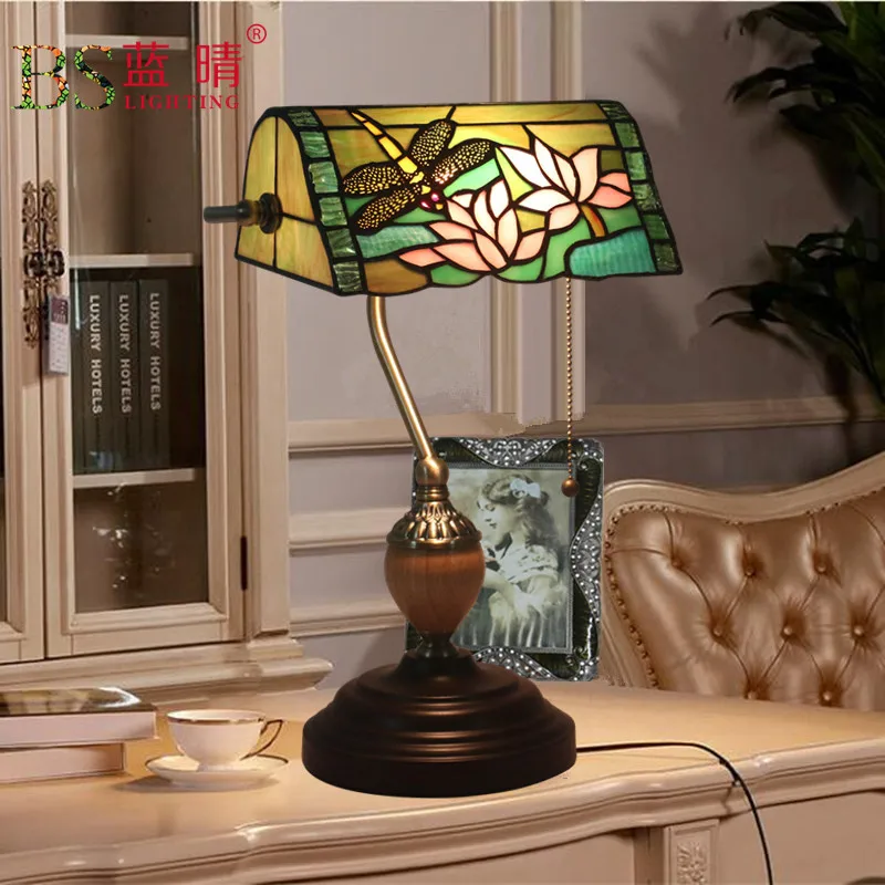 Antique Nordic Art Deco Turkish Mosaic Rustic Stained Glass Red Bedroom Bedside Desk office Table Lamp Light For Living Bed Room
