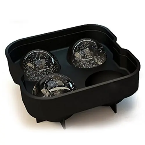 Black 1 set of 2 molds plastic ball shaped ice cubes trays ice cubes