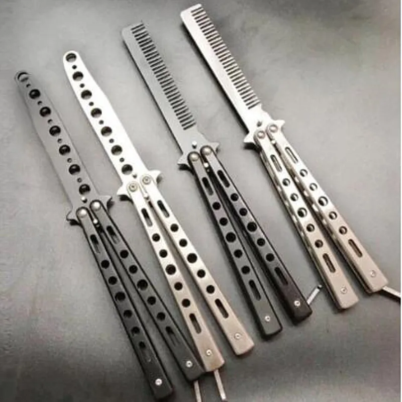 

220mm(8.6'') Practice Fold Train Table Game Butterfly Balisong Comb Trainer Dull Blade Combat Fight Toy