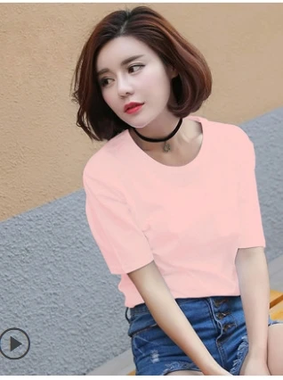 

Loose white cotton T-shirt for women with short sleeves 10602