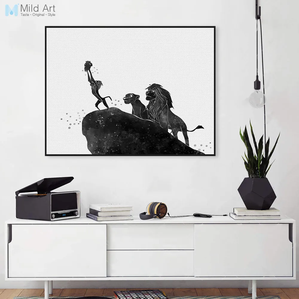 

Watercolor Modern Pop Cartoon Movie Cute Lion Posters Prints Nordic Kids Baby Room Wall Art Pictures Home Decor Canvas Painting