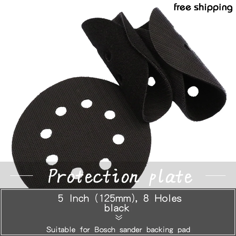 

5 Inch 8 Holes Interface Pad Protection Disc Black Power Tool Accessories for Sander Polishing & Grinding - Hook and Loop
