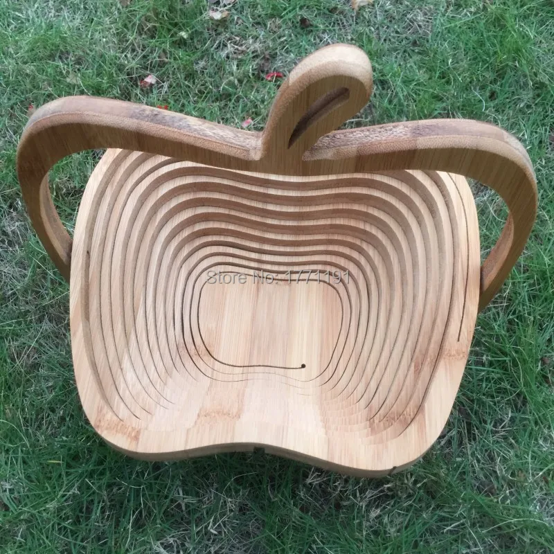 Естественный цвет apple формы бамбуковая корзина с фруктами домашнего хранения складывающиеся корзины для пикника или как украшение дома