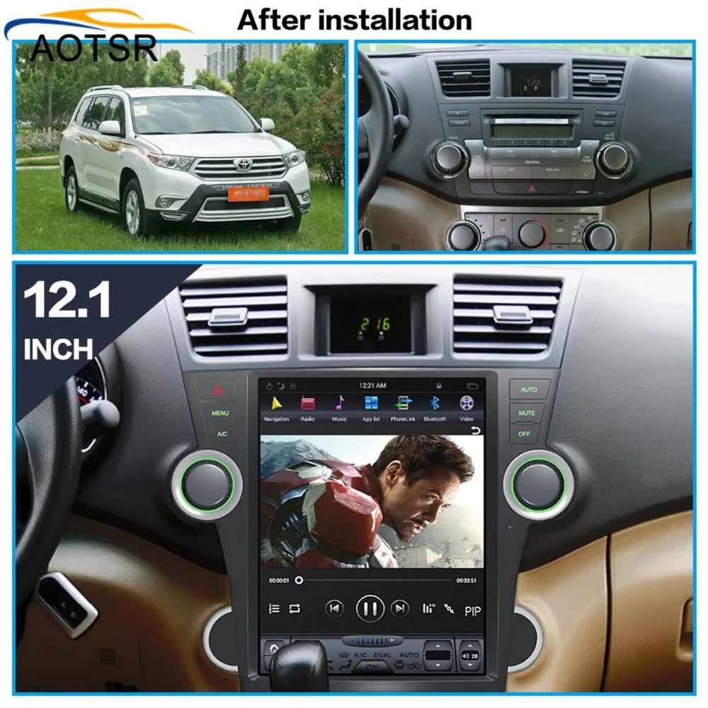 Discount Tesla Style Android 7.1 Car multimedia player head unit For Toyota Highlander 2007-2013 car gps navigation radio stereo no dvd 1