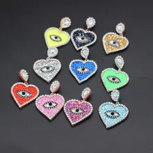 Цвет в форме сердца, для ушей стержни модный темперамент великолепные Простой в форме сердца стразы серьги в форме глаз туристический серьги 844