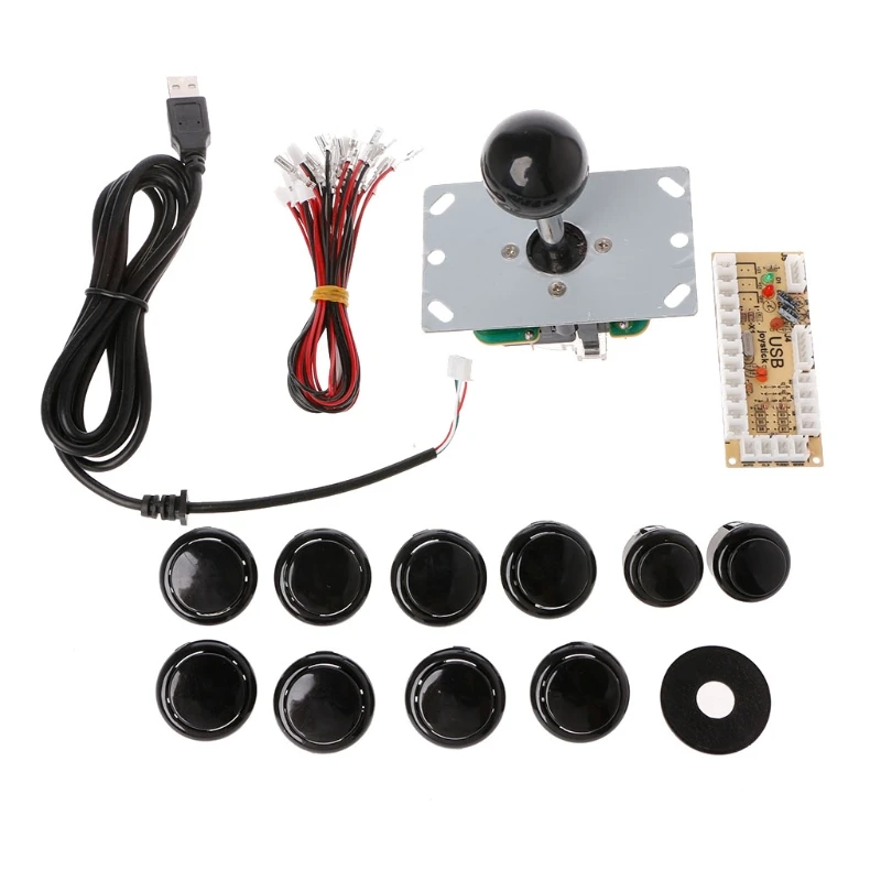 DIY Handle 8 Way Joystick 5 Pin 24/30mm Push Button USB Encoder Kit PC