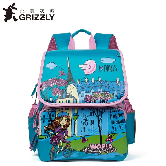 Детские ортопедические рюкзаки GRIZZLY с рисунками из мультфильмов, водонепроницаемые детские школьные сумки для девочек, школьный рюкзак для детей 1/4 лет - Цвет: 8